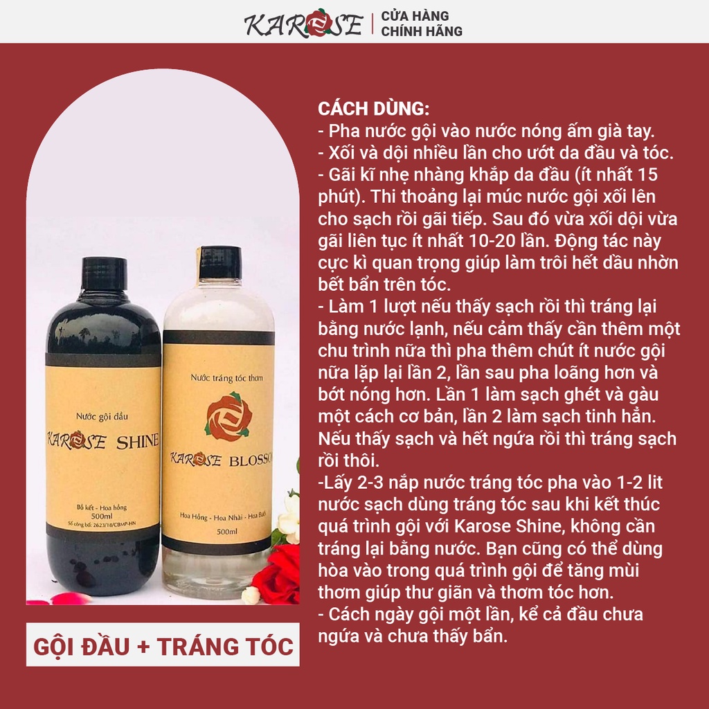 Combo nước gội đầu , tráng tóc Karose