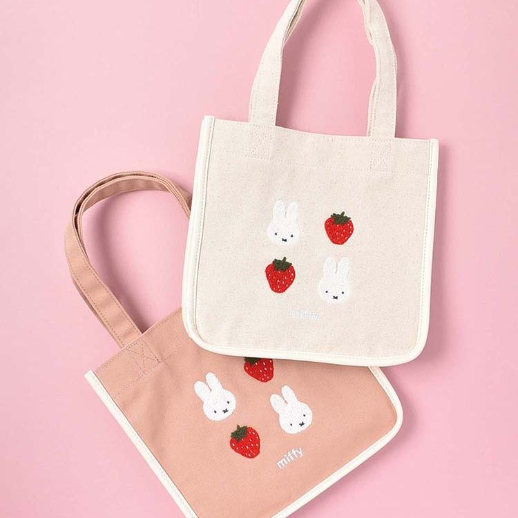 Japanese Instagram Miffy Strawberry Pink Girl Heart Canvas Handbag Cute