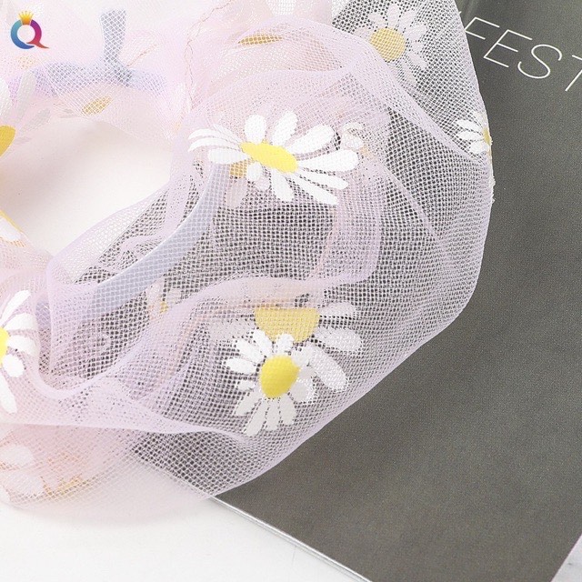 Dây buộc tóc, cột tóc vải scrunchies HOA CÚC siêu đẹp