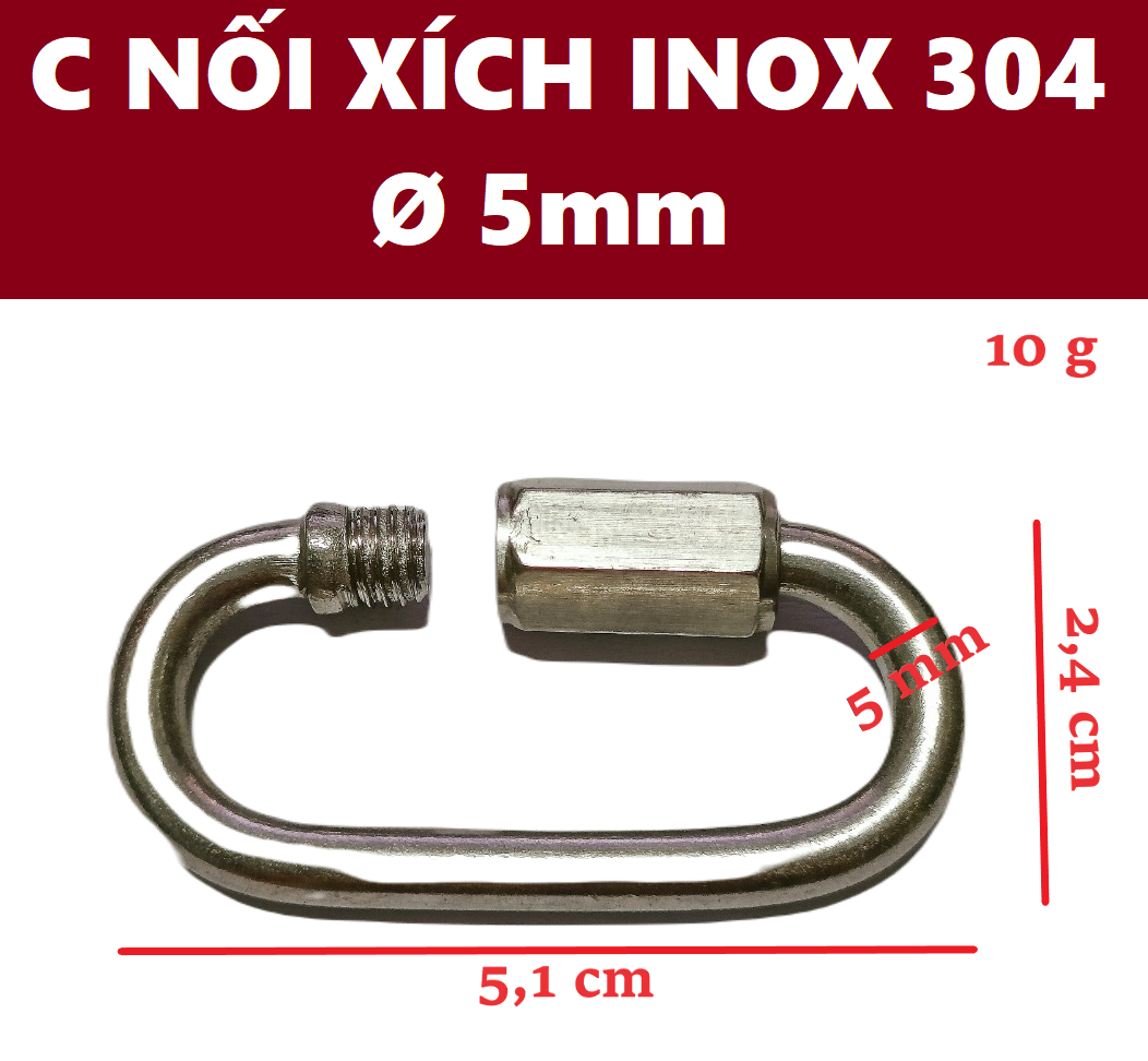 Nối xích, khóa xích Inox 304 [ Ø 5mm ]