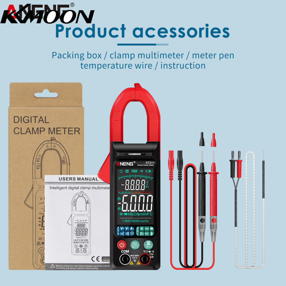 ANENG ST211 6000 Counts Digital AC Current Clamp Meter 400A Automatic Range Multimeter with