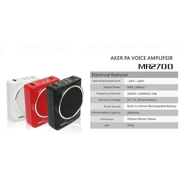 MÁY TRỢ GIẢNG AKER-MR 2700 BẢO HÀNH 6 tháng