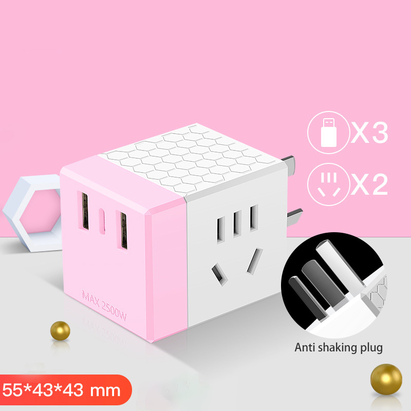 Xiaozhubangchu Rubik's cube socket one-turn multi-plug expansion creative multi-purpose socket converter USB strip