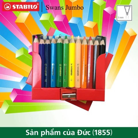 Combo bút chì màu STABILO Jumbo 12 màu