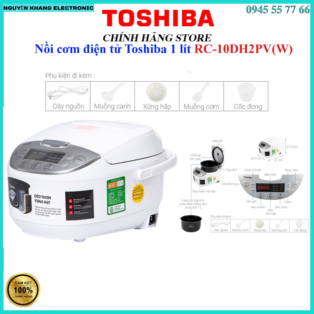 [Toshiba 10DH2PV] Nồi cơm điện tử Toshiba 1 lít RC-10DH2PV(W)