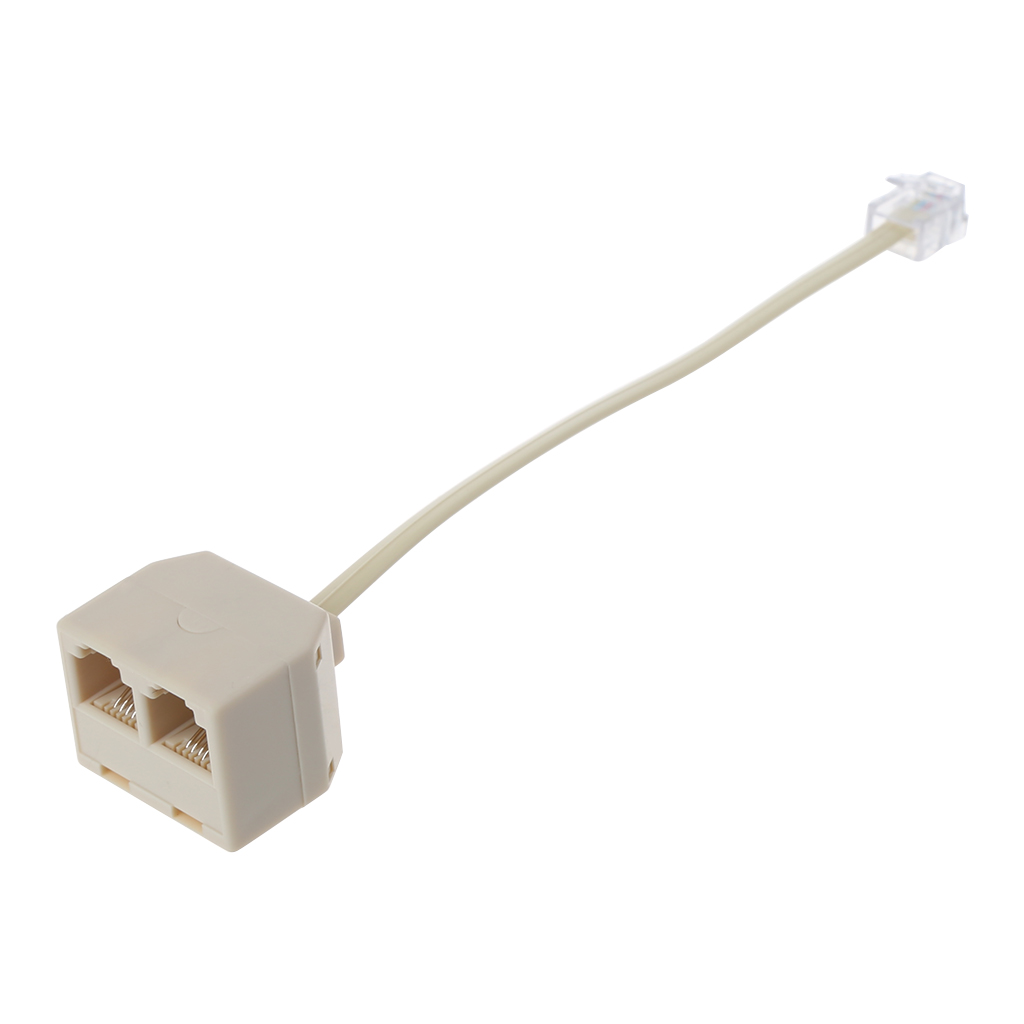 1 male 2 way female 6p4c rj11 telephone phone modular jack line splitter adapter