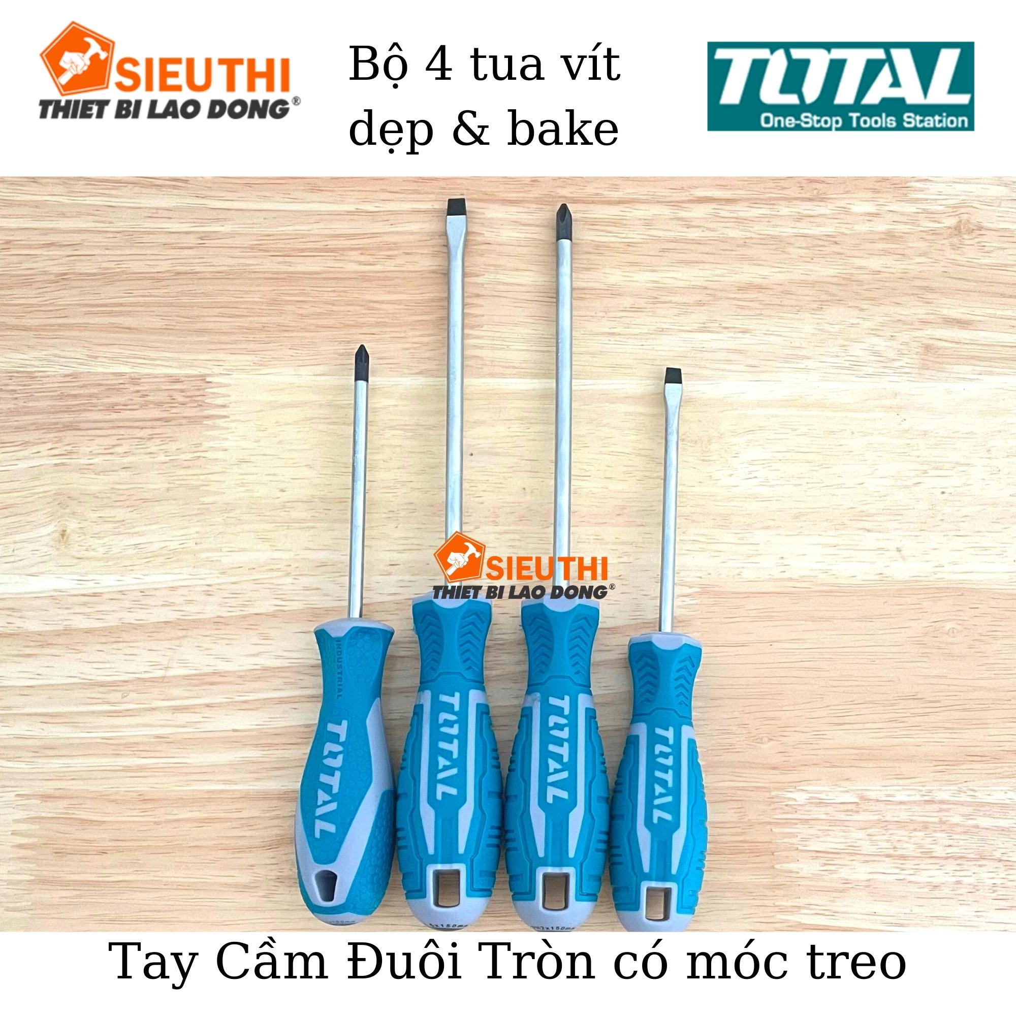 Bộ 4 tuốc nơ vít dẹp và bake Total THT250604