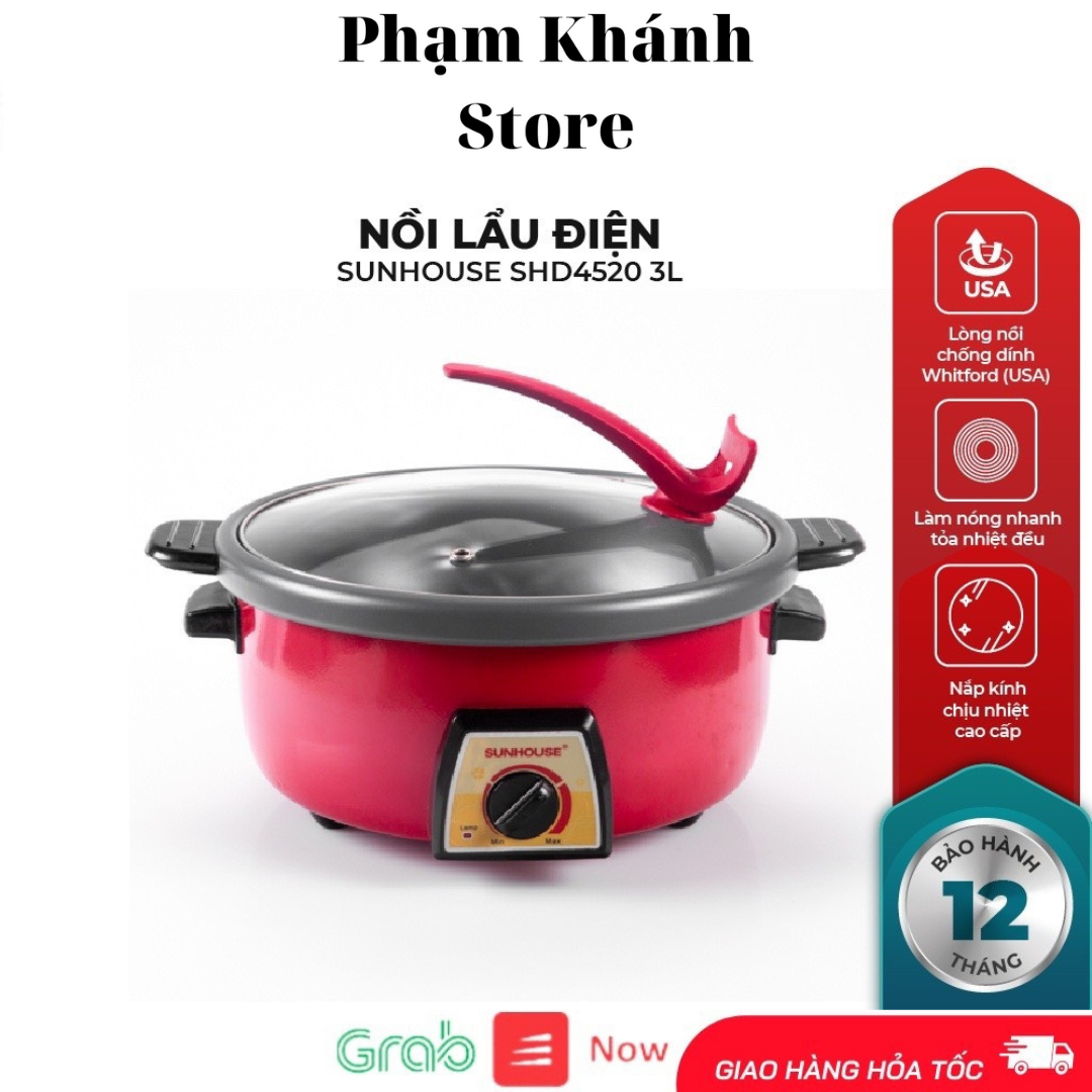 NỒI LẨU ĐIỆN SUNHOUSE SHD4520 3 LÍT HÀNG CHÍNH HÃNG