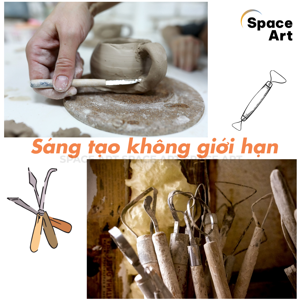 [Space Art Store][Chính hãng]Bộ dụng cụ điêu khắc đất sét Mont Marte Clay tool set 11 món