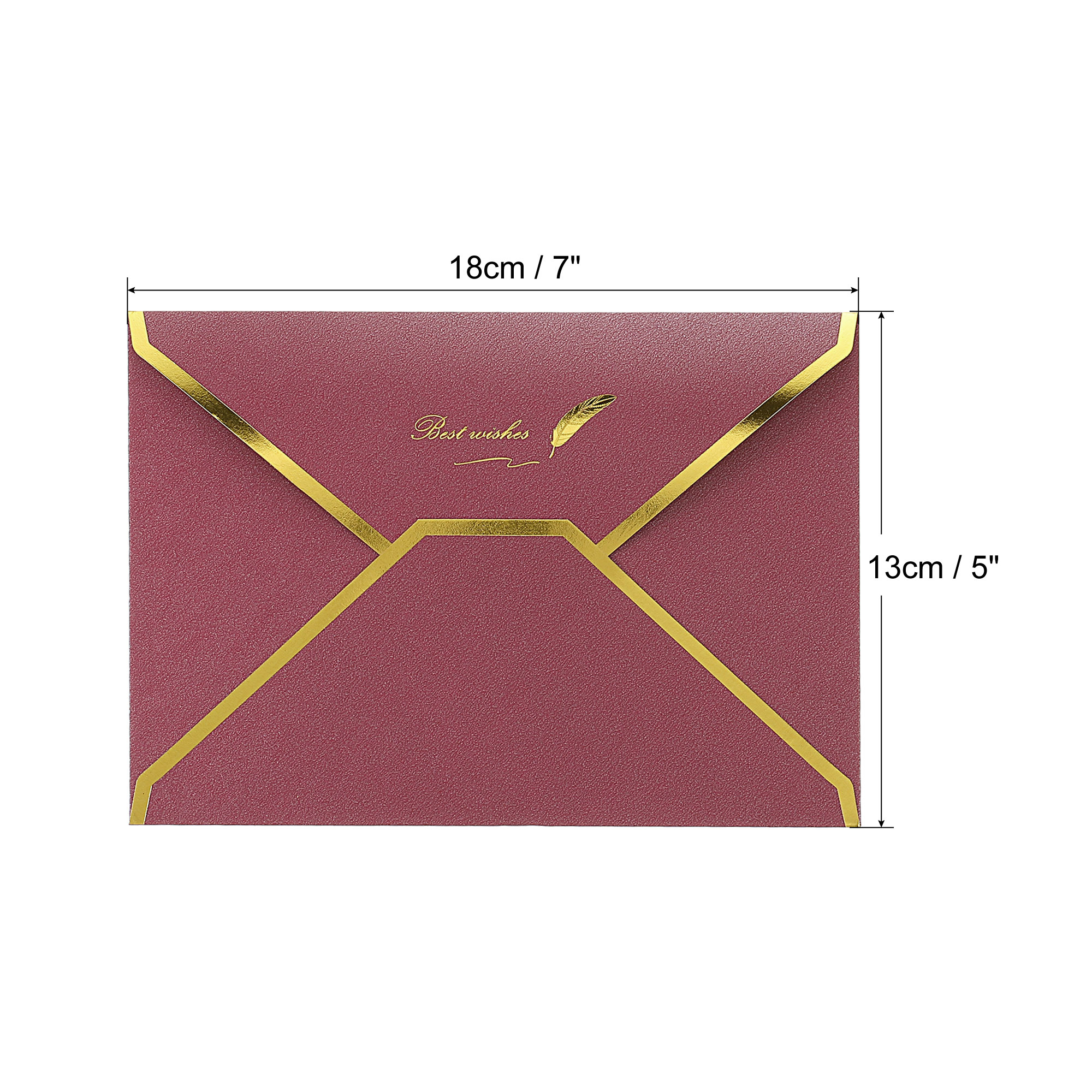 【Hottest Trends】10Pcs 7 x 5'' Gold Border V Flap Greeting Card Envelopes Luxury Style Birthday Wedding Invitation Fine Texture Business Envelope