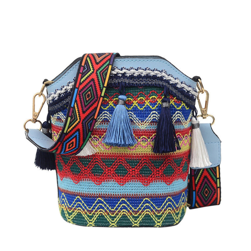Hippie Shoulder Bag For Ladies Handwoven Small Handbag Vintage Tassel Shoulder Bag Bohemian Women's Handbag Handwoven Hippie Sling Purse