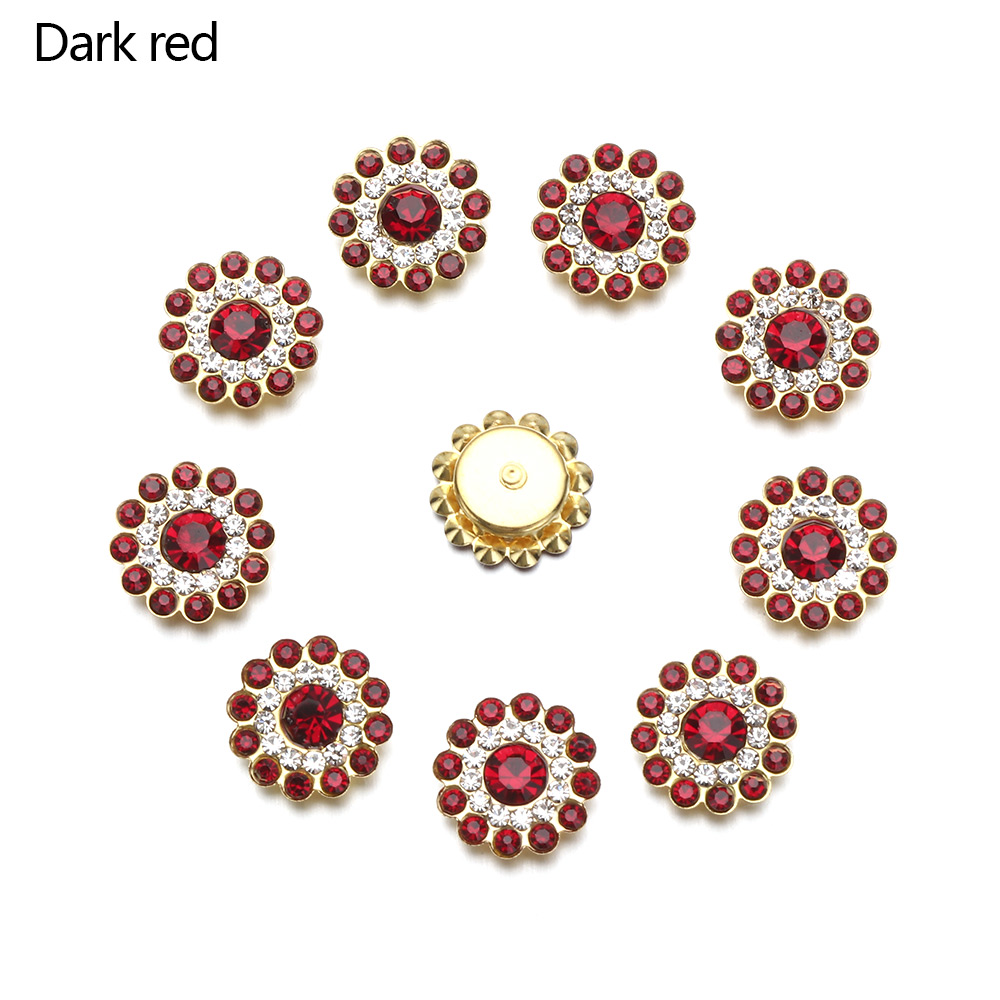 YESMILE 10PCS 14mm May quần áo Lung linh Hình bông hoa Trang trí quần áo Đá thủy tinh pha lê Phụ kiện mũ Các nút Rhinestone