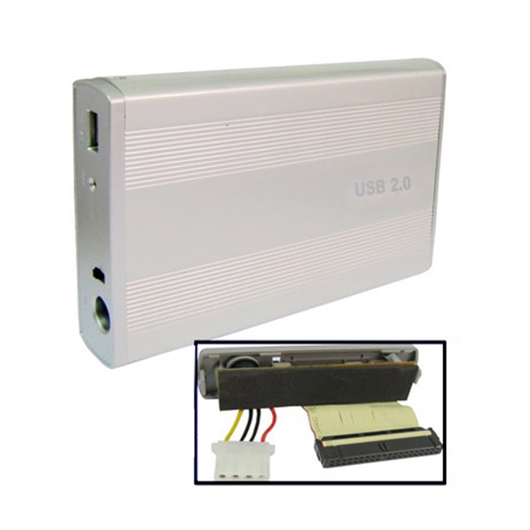 【Hawel brand】 Vỏ ổ cứng ngoài 3.5 inch, ổ cứng IDE hỗ trợ (Bạc)