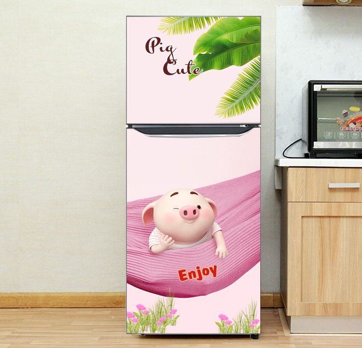 Giấy dán chuyên dụng trang trí tủ lạnh Mẫu Pig 2022 - Chất liệu Decal Cao Cấp siêu bền phù hợp với mọi tủ lạnh