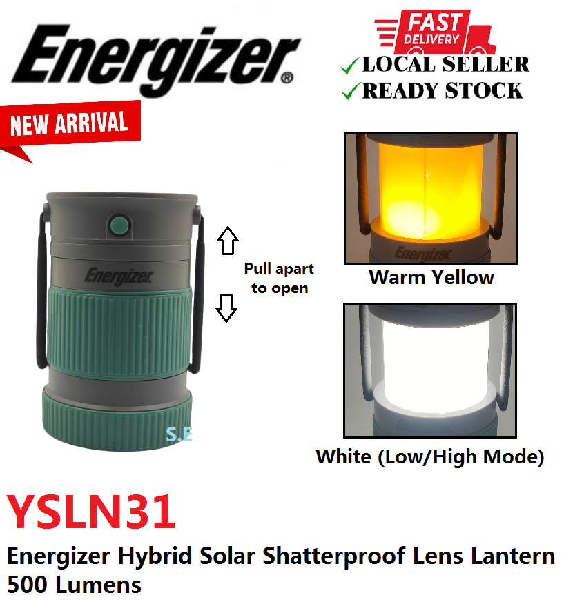 Energizer Hybrid-Solarlaterne – 500 Lumen, Wiederaufladbar, Wasserdicht, Mit Aufhänger