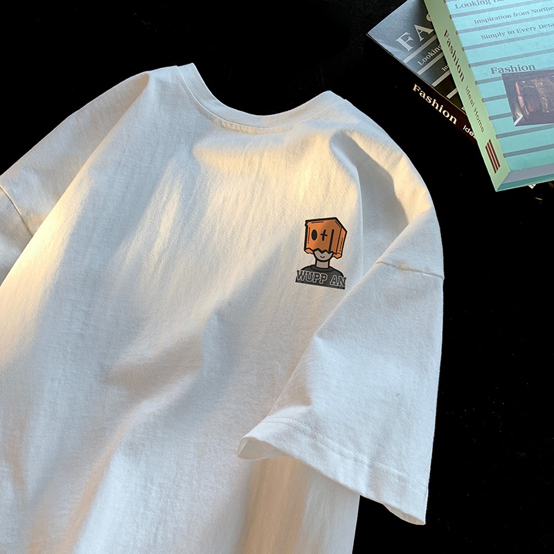 KYUSHUAD Unisex round neck loose simple casual T-shirt Thin solid color couple short-sleeved T-shirt