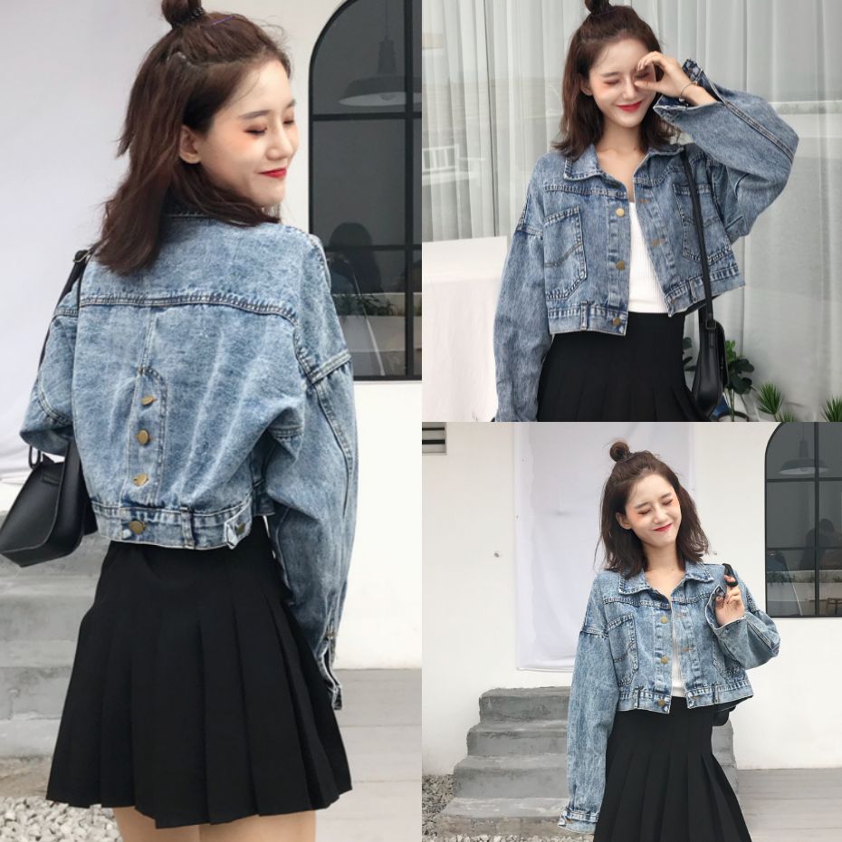Áo khoác jeans nữ cài nút lưng áo khoác nữ đẹp