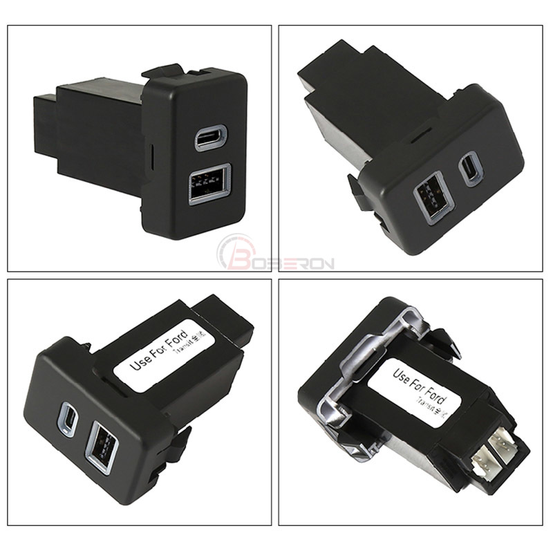 Car Quick Charger Socket Dual USB PD Type C Charging Outlet Power Adapter Phone For Ford Transit