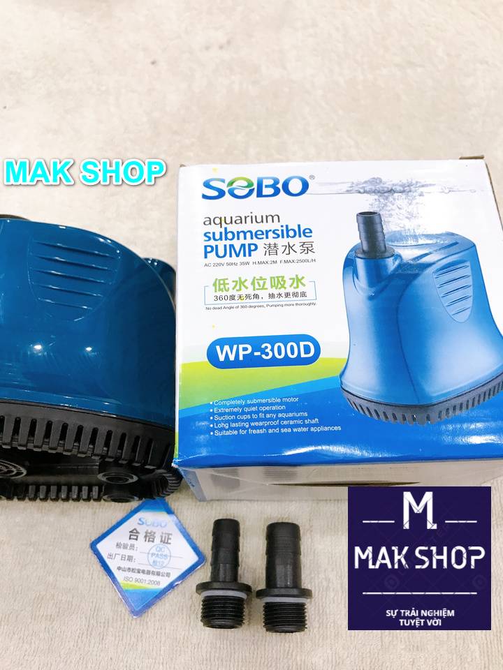 Máy bơm chìm hồ cá sobo wp 300d 35w, hút đáy hồ koi