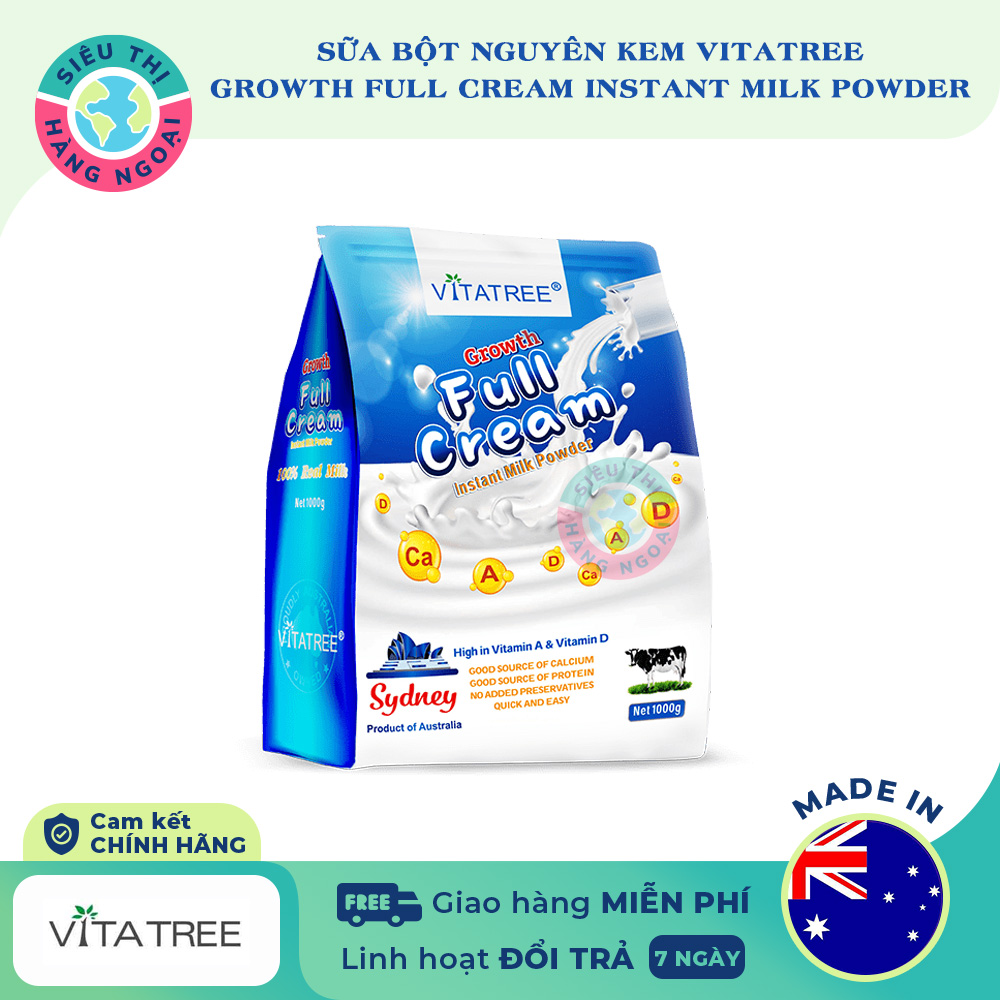 Sữa tươi nguyên kem dạng bột Vitatree từ Úc Growth Full Cream Instant Milk thumbnail