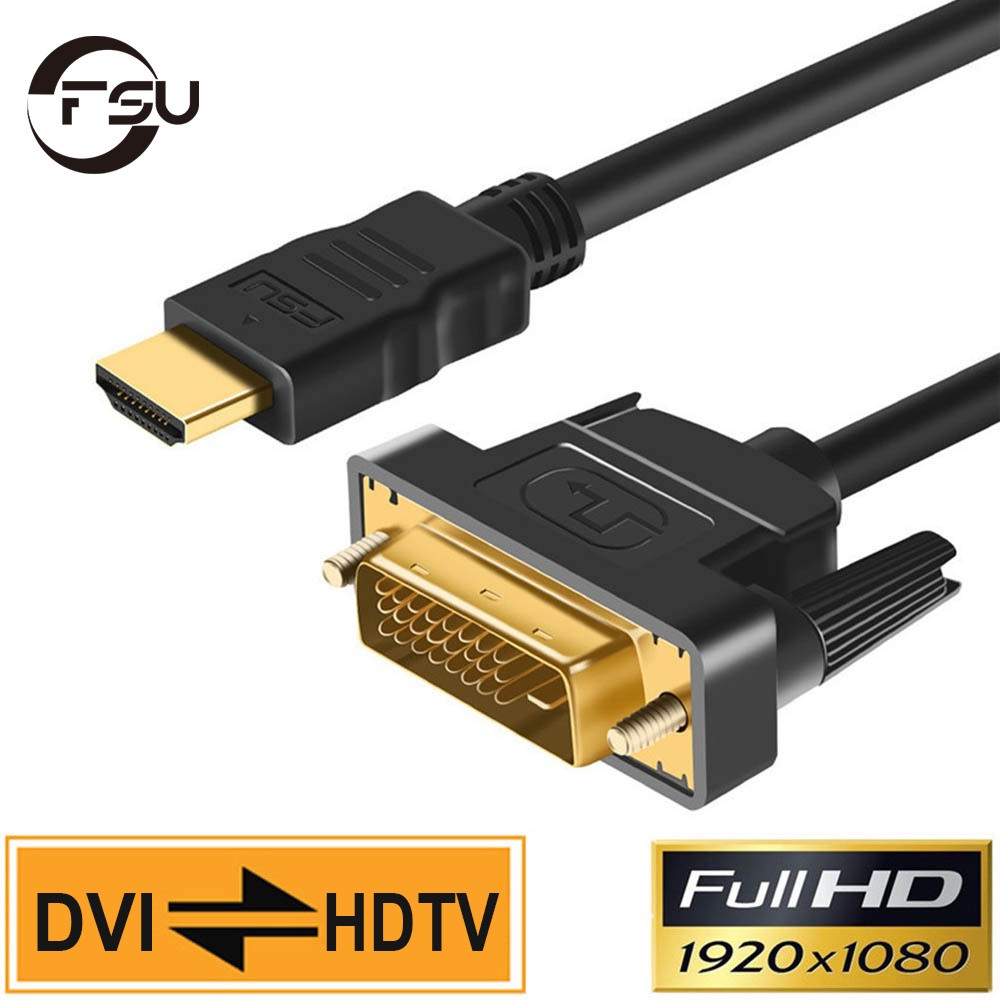 Fsu 1m 2m 3m 5m HDMI tương thích với cáp DVI 1080P HDMI Nam 24 + 1 DVI-D Nam Bộ Chuyển Đổi Đầu Nối Cho Máy Chiếu HDTV PC