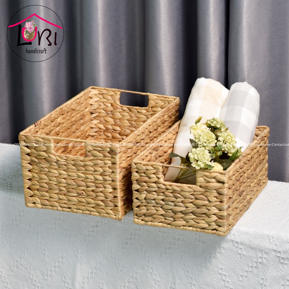 [Lubi Home] - Sọt đựng đồ lục bình hình chữ nhật bộ 3 - set basic