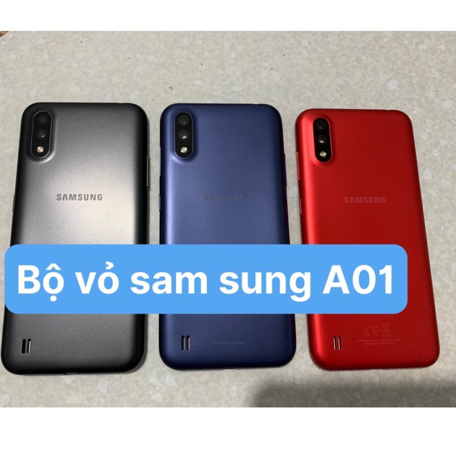 Samsung A01 Shell Set (Includes Back, Frame, Ribs, Glass, Buttons)
