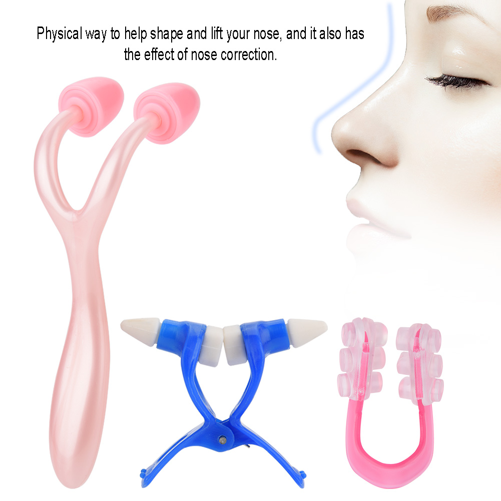 3 cái Bộ kẹp định hình nâng mũi Bộ cuộn mát xa định hình mũi + Kẹp làm đẹp duỗi thẳng + Bộ kẹp chỉnh sửa mũi