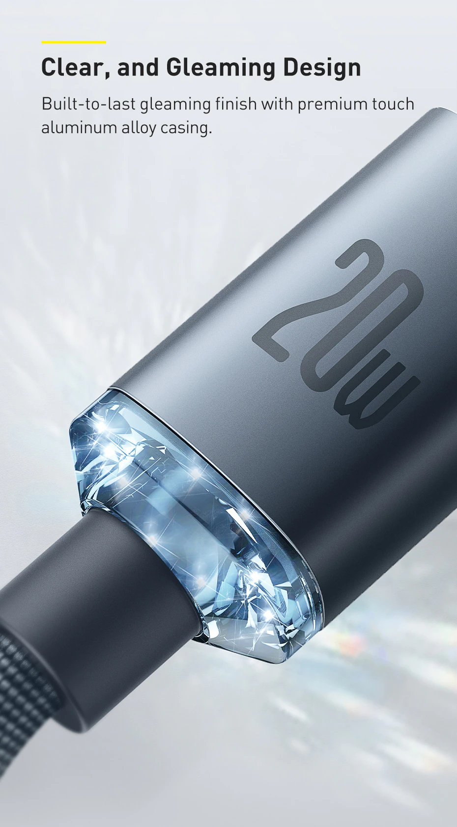Cáp sạc nhanh 20W Baseus Crystal Shine Series Fast Charging Data Cable Type-C to Lightning