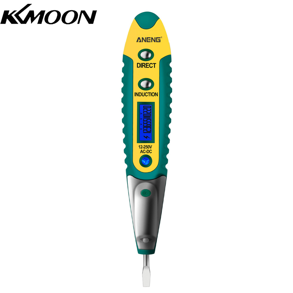 KKmoon ANENG Testing Pen VD700 AC/DC 12-250V LCD Digital Display Voltage Test Pen Voltage Tester Electric Screwdriver Pen Multifunctional Voltage Detector Pen with LED Auxiliary Lighting
