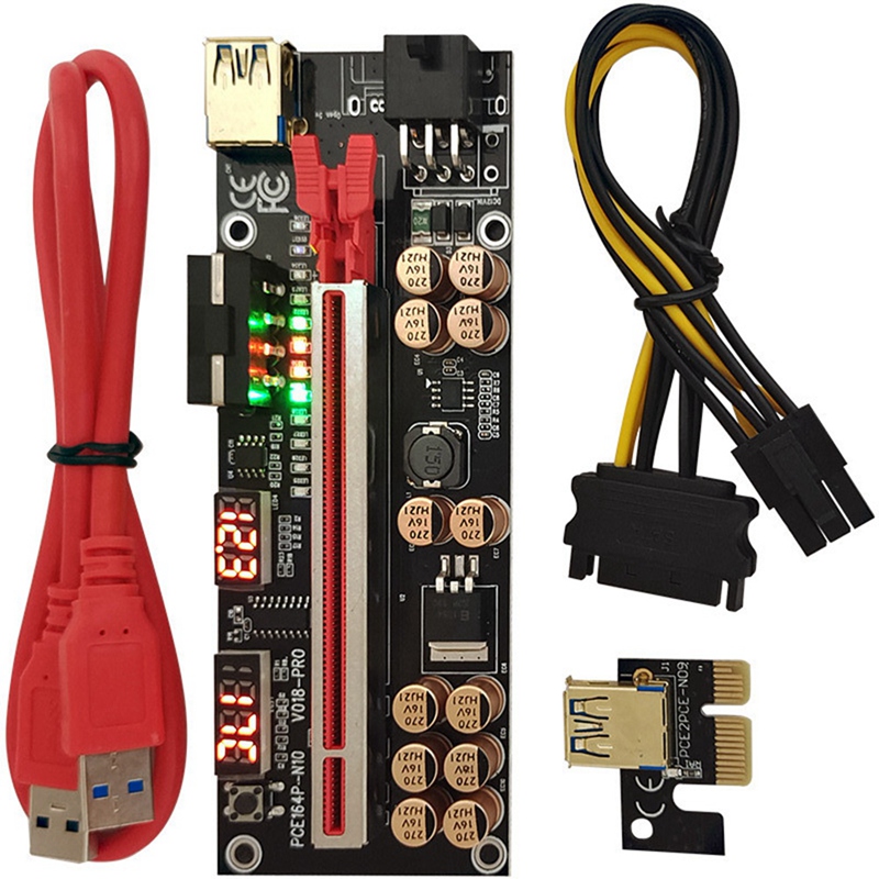VER018 PRO PCI-E Riser Card USB 3.0 Cable 018 PLUS PCI Express 1X To 16X Extender PCIe Adapter for BTC Mining