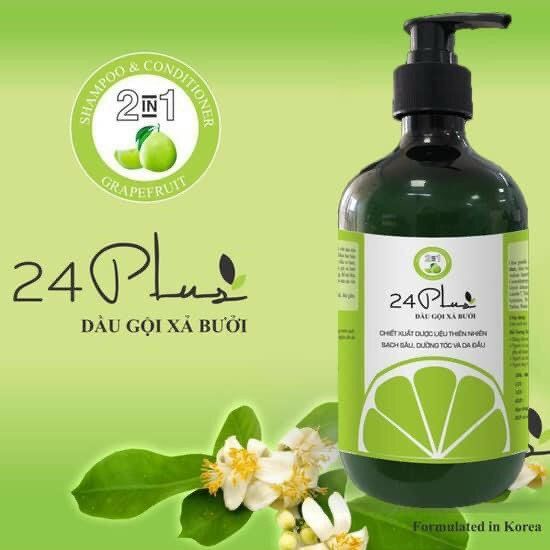 Dầu Gội Tinh Dầu Bưởi 24Plus 500ml (Dược Mỹ Phẩm Thuần Chay)