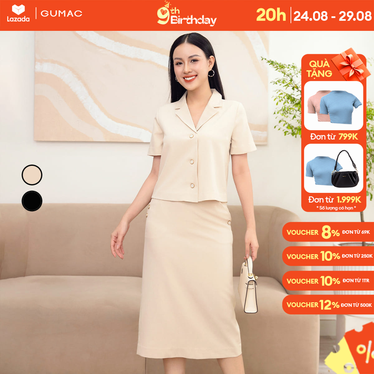 Set lẻ áo kiểu danton ad11066 thời trang gumac - chân váy bút chì túi kiểu vd11067 thời trang gumac