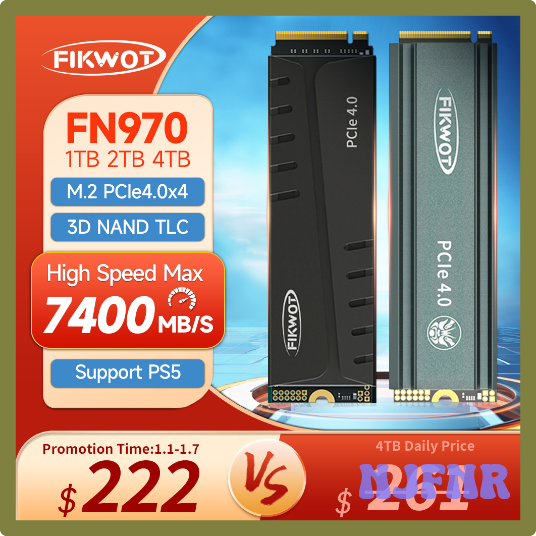 SSD NVMe 4TB FN970 FIKWOT DRAM搭載 FN970 1TB PCIe 4.0 M.2