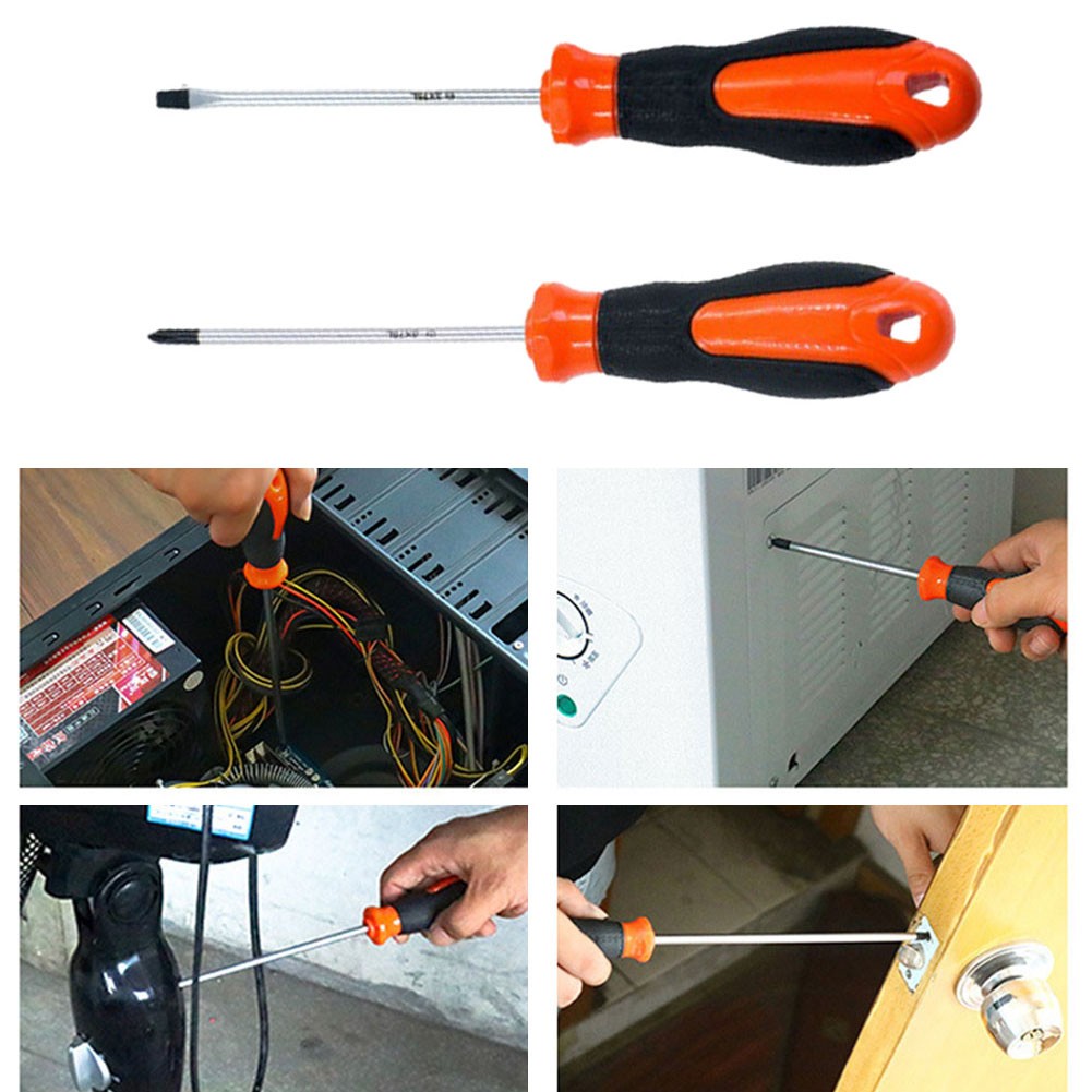 Toolstar 2Pcs Cross/Slotted Screwdriver Steel Rubber Hand Tools Screwdriver Nutdrivers