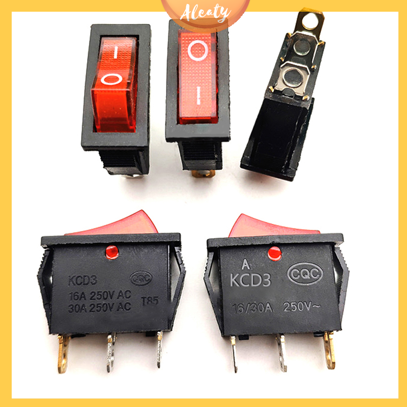 Aleaty💝 5PCS Multi-Function Electric Cooker Switch Rice Cooker Boat Type Power Rocker Switch With Light 2nd Gear Single Switch 3-Pin Boat Rocker Switch