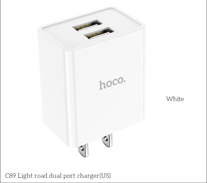Củ Sạc IPHoco C89-Cốc Sạc Nhanh 2 Cổng USB Sạc nhanh 2.1A Max