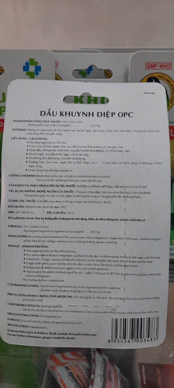 Dầu Khuynh Diệp OPC chai 25ml