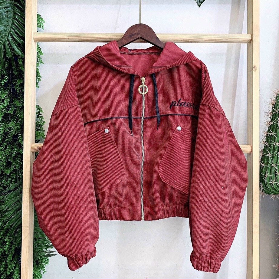 Áo Khoác Nhung Nữ  Có Nón,Chất Nhung Tăm Cao Cấp,Phối Chữ Thêu Cực Sành Điệu_Tp