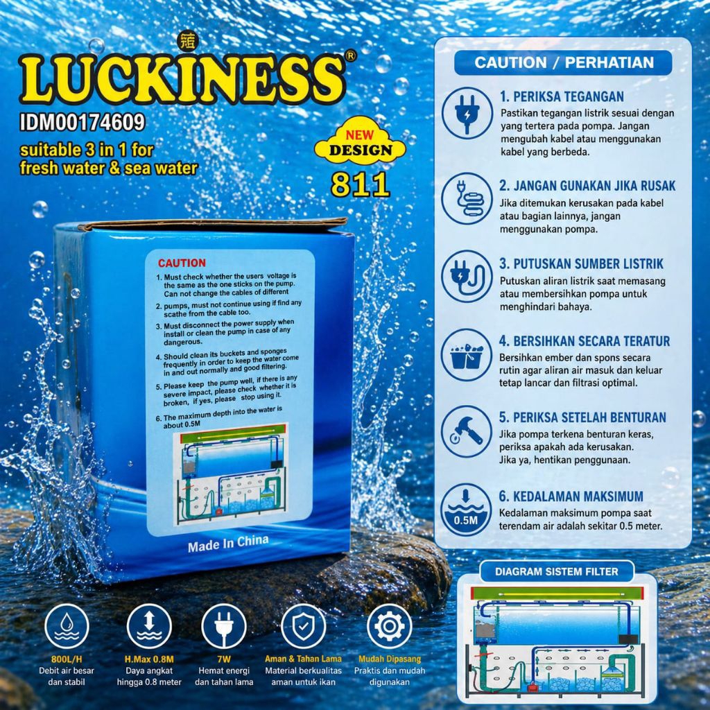 LUCKINESS 811 POMPA AIR AQUARIUM AQUASCAPE