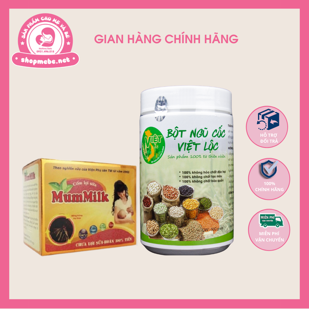 Ngũ cốc lợi sữa Việt Lộc 500g +Cốm Mummilk  đông trùng hạ thảo 60g