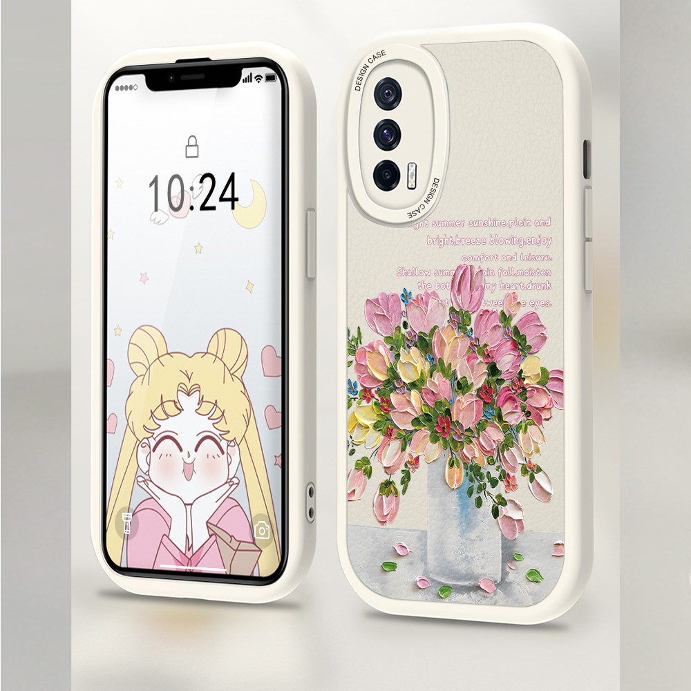 Jizetin Leather Case For iPhone 14 Plus iPhone 14 iPhone 14 Pro iPhone 14 Pro Max Slim Cartoon Flowers Leather Back Casing PU Leather Cover Phone Case