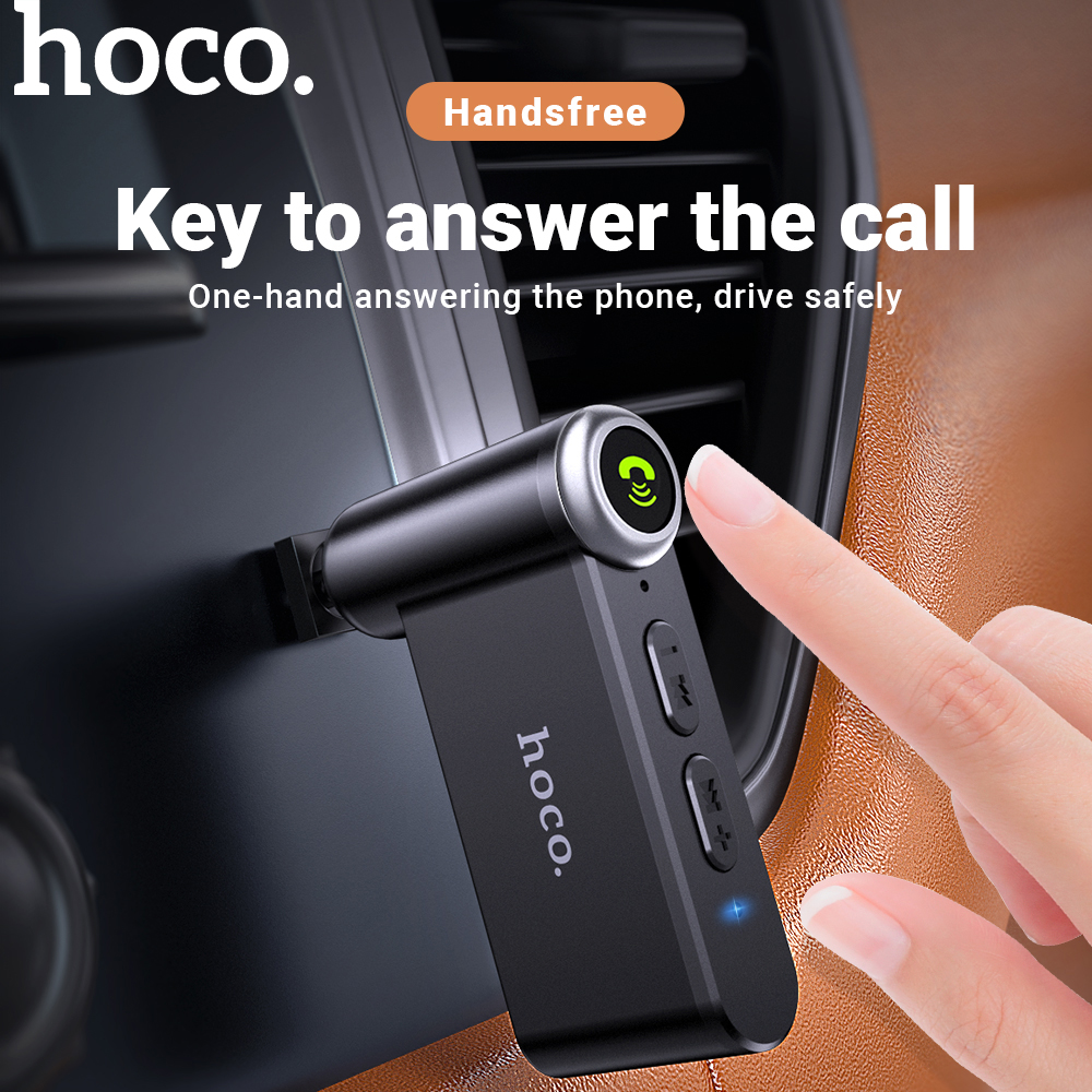 【2021 New】HOCO Original Bluetooth Receiver 5.0 Car Adapter 3.5mm AUX Jack Audio Wireless Adapter for Car PC Headphones Mic 3.5 Bluetooth 5.0 Receptor