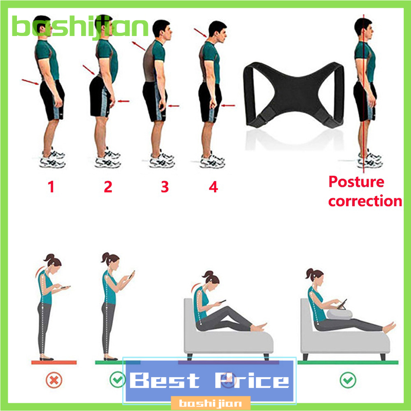 bashijian Sports Outdoors Blowing Posture Corrector Back Support Belt Shoulder Bandage Humpback Posture Correction