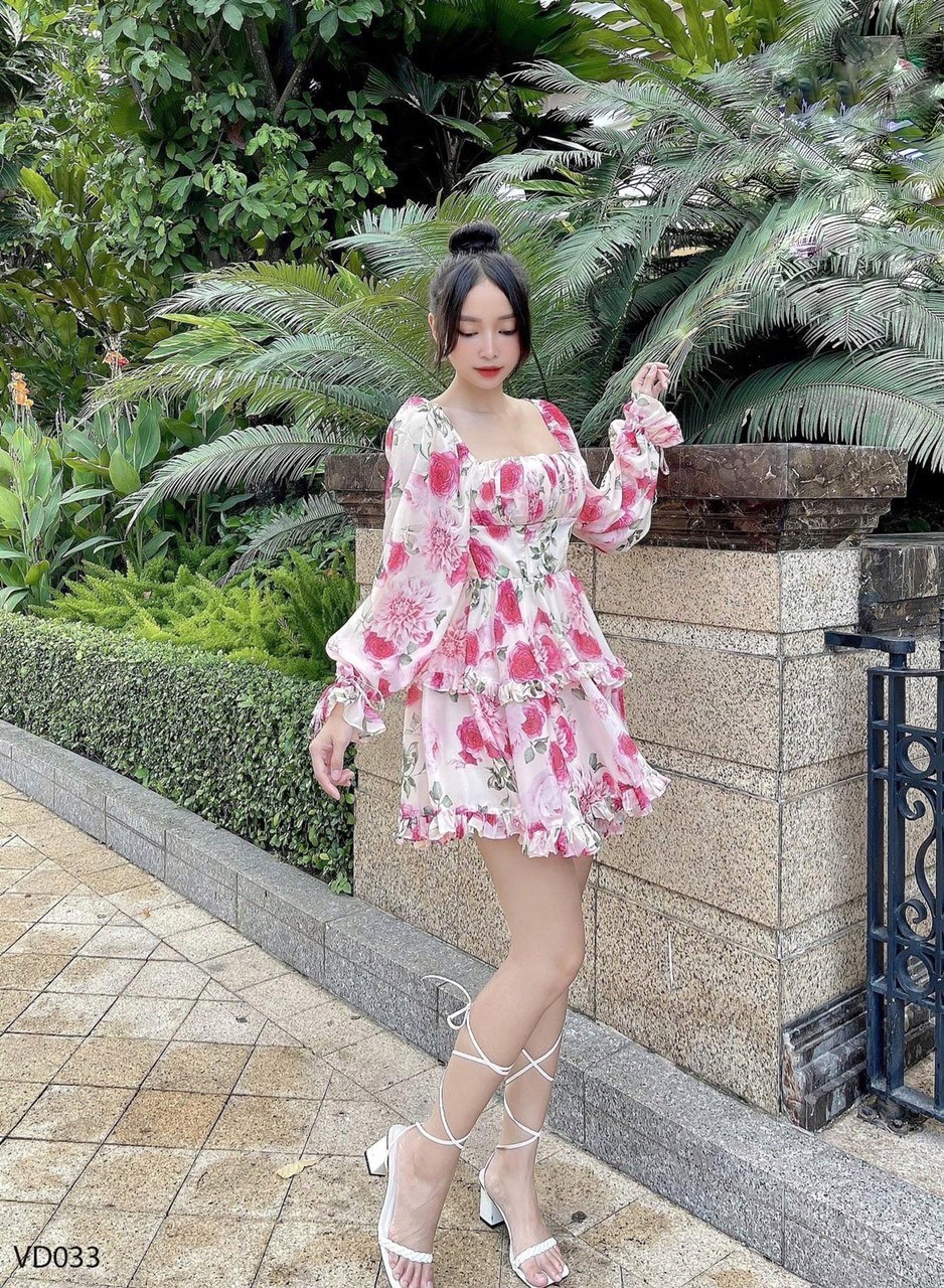 Free ship đầm voan hoa tầng xinh như công chúa cực hot pu ts2022
