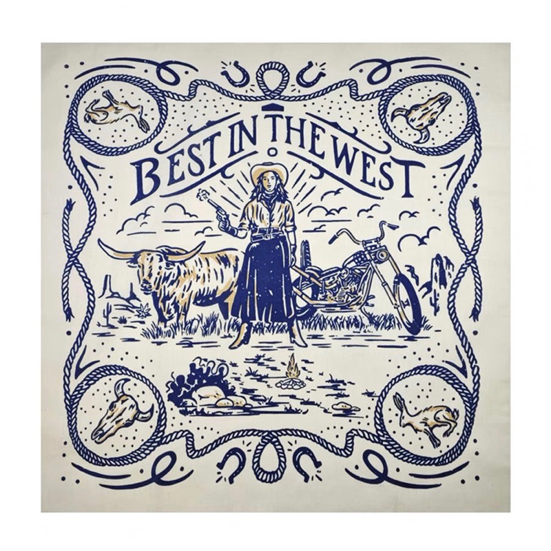 Khăn bandana vintage cotton best in the west size 55x55cm - Maben