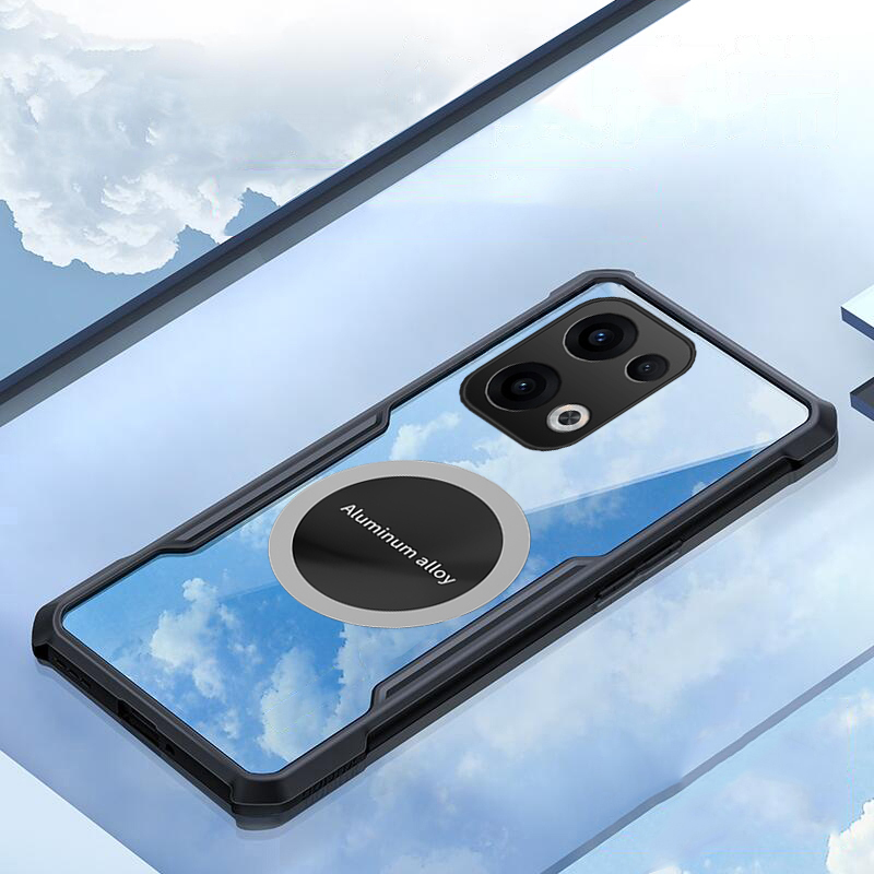 For OPPO Reno 13F 13 Pro Case Hard Clear Transparent Shockproof Car Holder Adsorb Hollow Out Ring For OPPO Reno13 F Reno13 Pro Back cover Phone Cases
