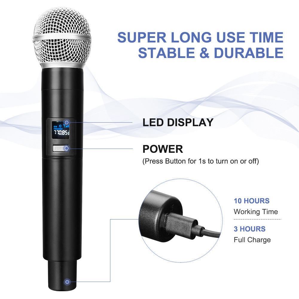 KEBIDU Micro karaoke Micro cầm tay không dây với bộ thu sạc cho tiệc cưới