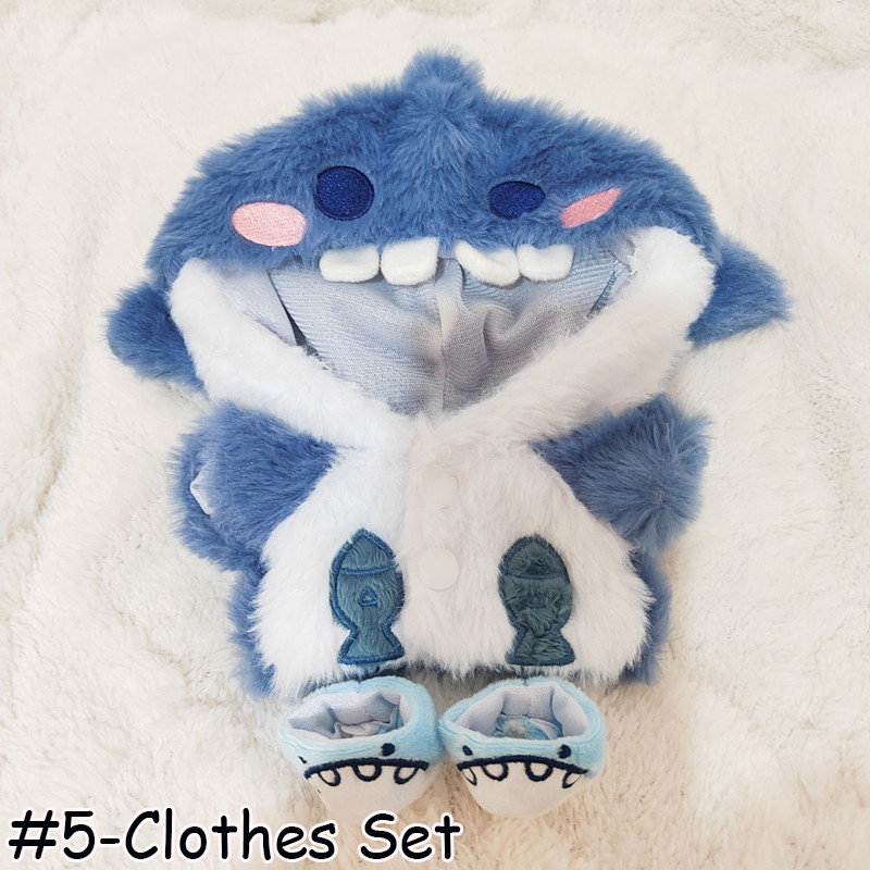 Original 20cm replatable clothes set Blue shark coat cute hoodies Idol cotton doll accessories Kpop cotton doll accessories Yuqi twice stzliyu new jeans Lisa Jennie fans gifts