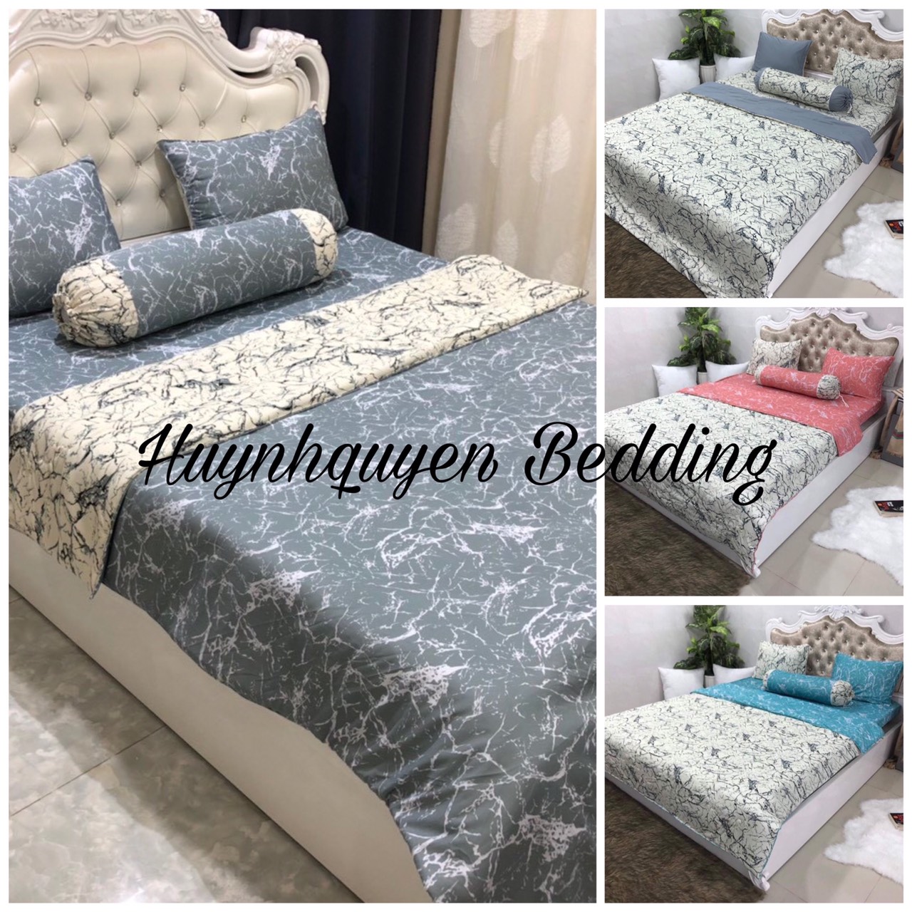 Bộ drap da thun Han quốc (VÂN ĐÁ) chất đẹp